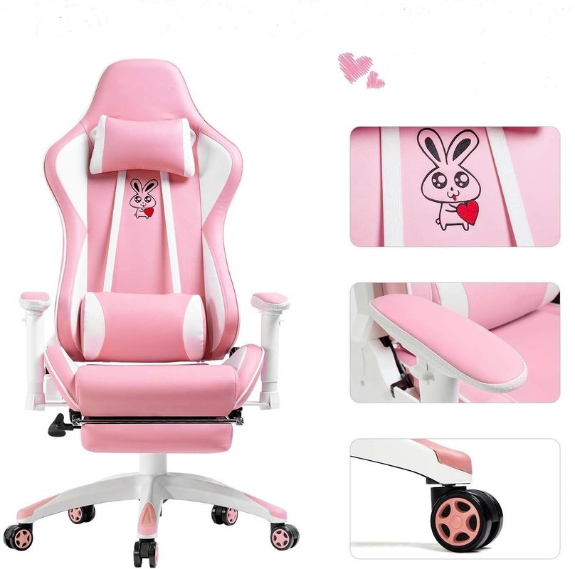 Настройка розового светодиодного RGB компьютерного PC игрового стула игрового PU кожаного Silla Gamer с 2D подлокотником