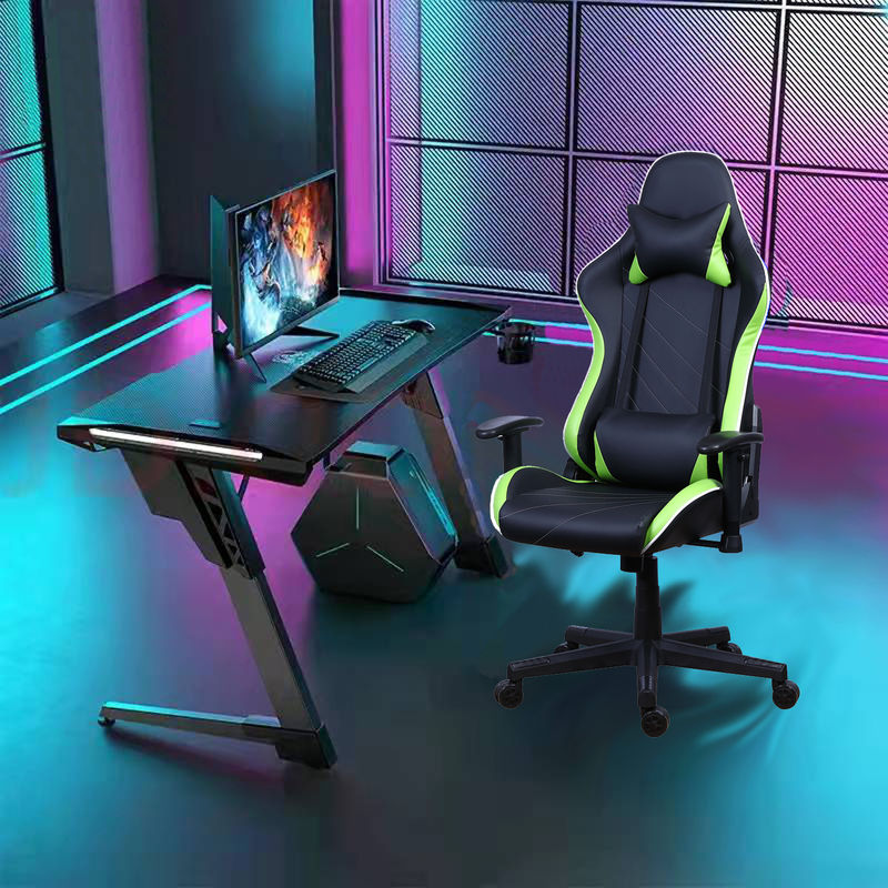 Стул для игроков из кожи PU Castors с светодиодным светильником Racer RGB Gaming Chair
