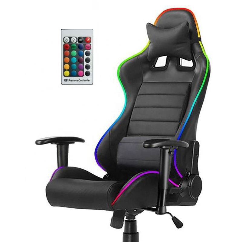 Игровой стул из синтетической кожи RGB с массажной функцией RGB-светильниками и высоким комфортом