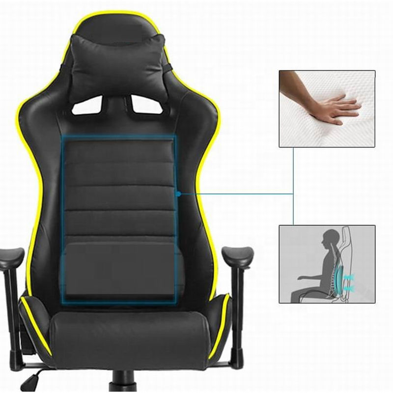 Игровой стул из синтетической кожи RGB с массажной функцией RGB-светильниками и высоким комфортом