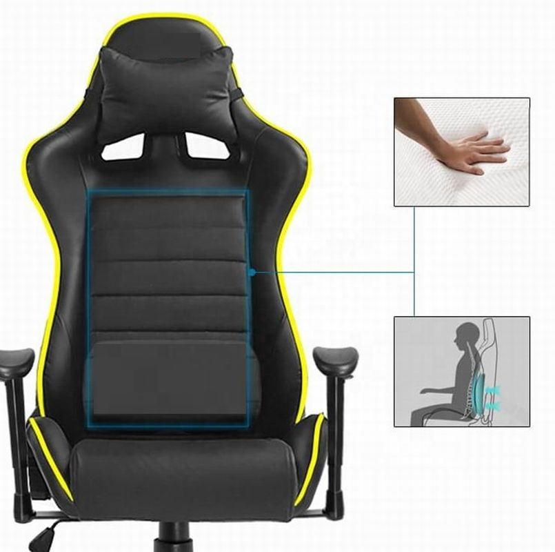 HCYZ RGB LED Light PC Gamer Chair с регулируемой спинкой 90-180 и функцией массажа
